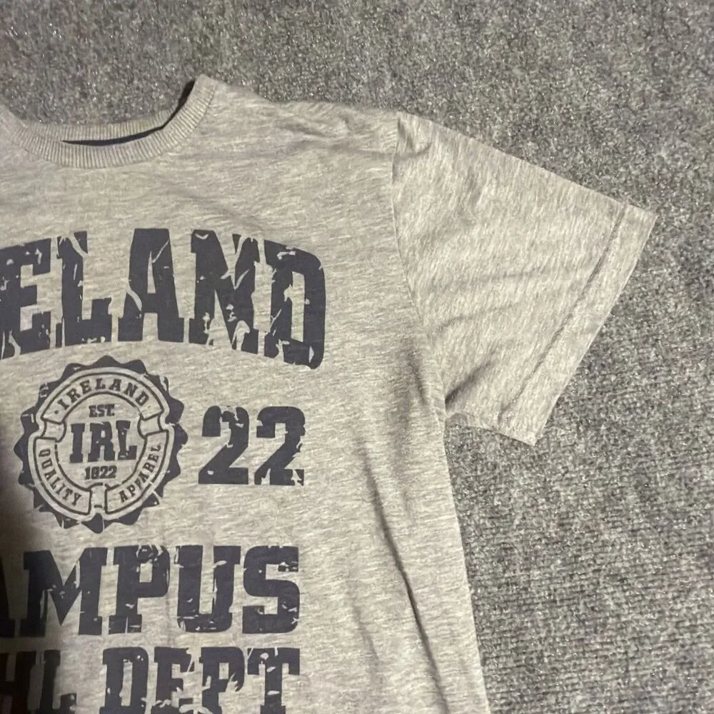 Ireland Campus Athletic Dept. T-Shirt Mens Size Medium Gray Short Sleeve